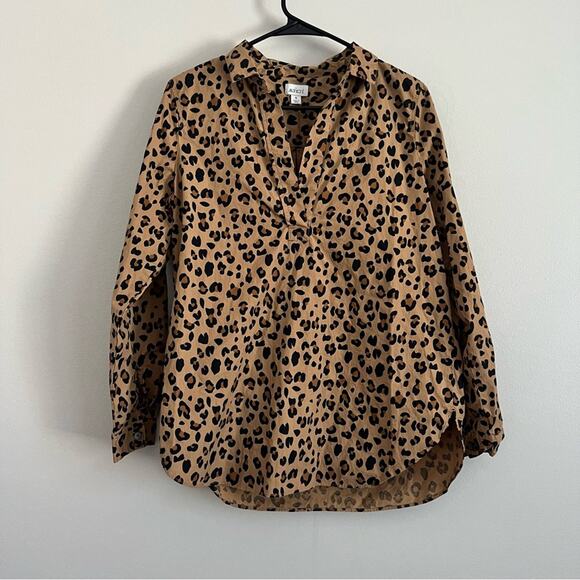 J.Crew Factory Women’s Leopard Print High Low Popover Tunic Top Size Small - Picture 1 of 7